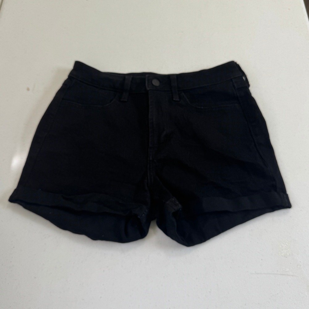 Old Navy Wow Womens High Rise Denim Shorts Black Size 2 Cuffed Hem 5698